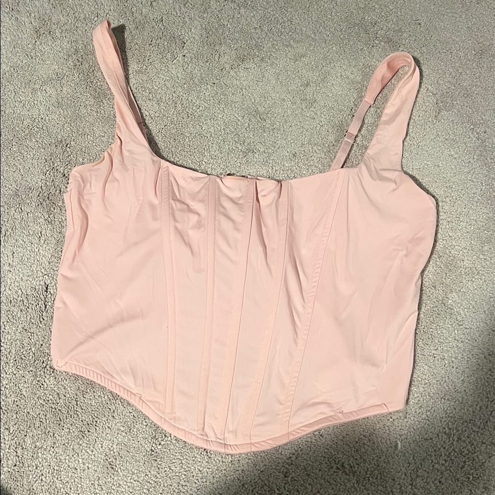 size large light pink cropped corset top